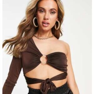 ASOS  Brown Off-Shoulder Women's Top